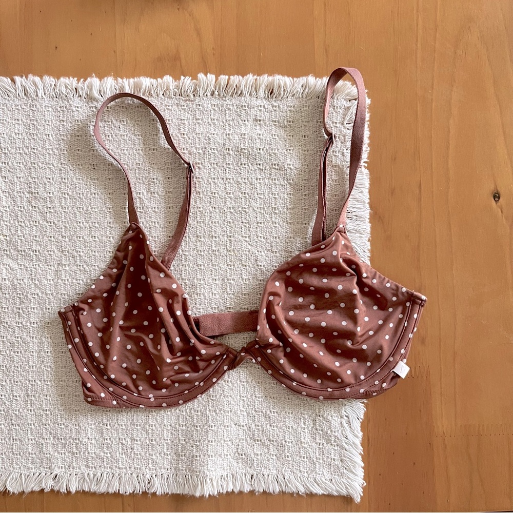 VS Unlined Mauve Polka Dot Bra with Underwire